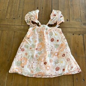 Chloe peach floral ruffle dress